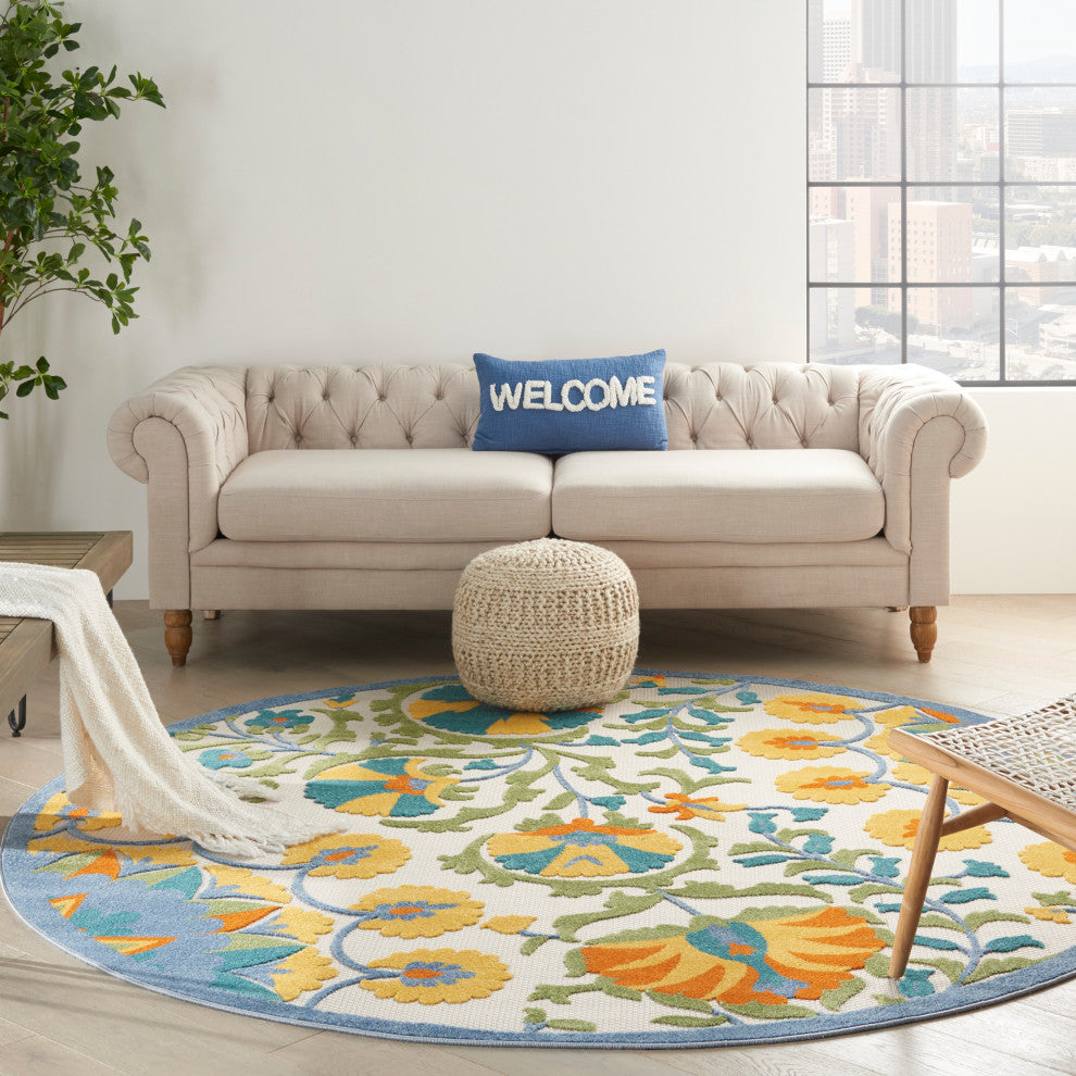 Nourison Aloha 7'10" Round Multicolor Transitional Area Rug