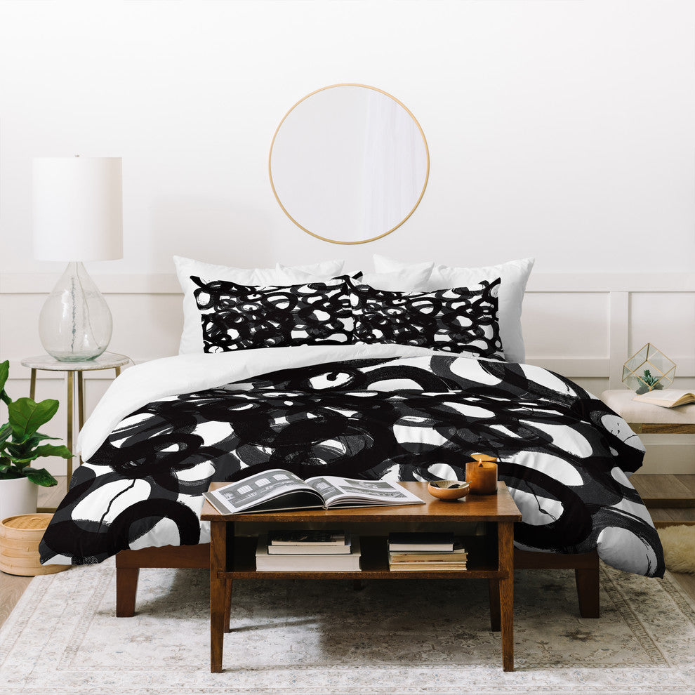 Kent Youngstrom Black Circles Duvet Cover Set, Queen