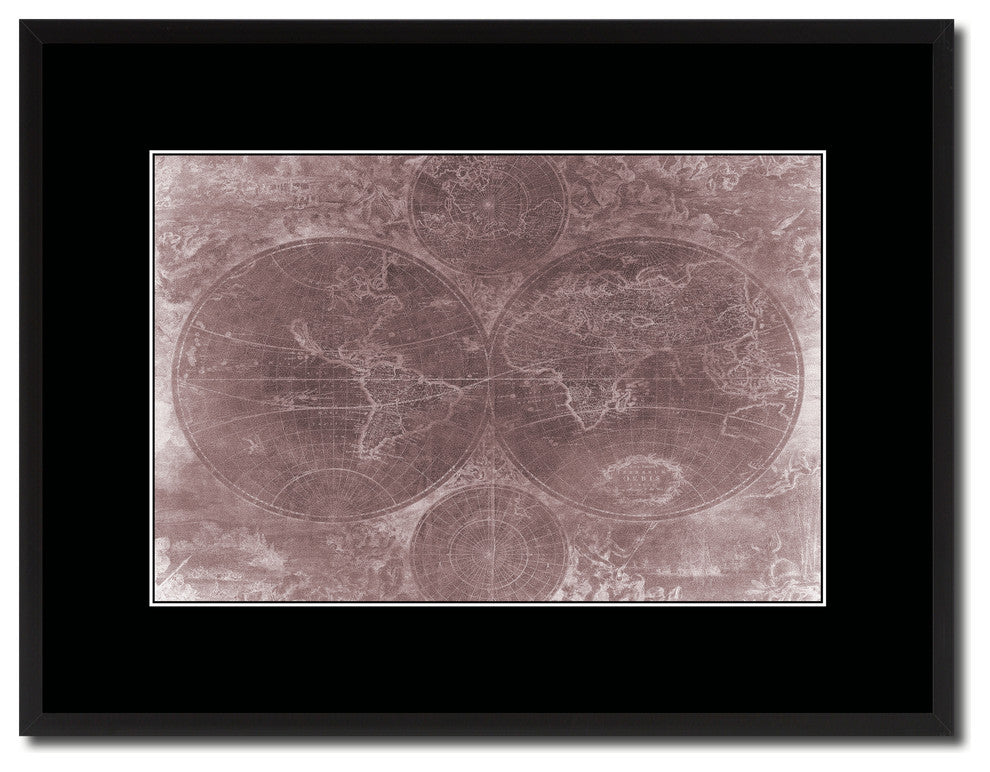 The World Circa Vintage Vivid Sepia Map Canvas, 16"x21"