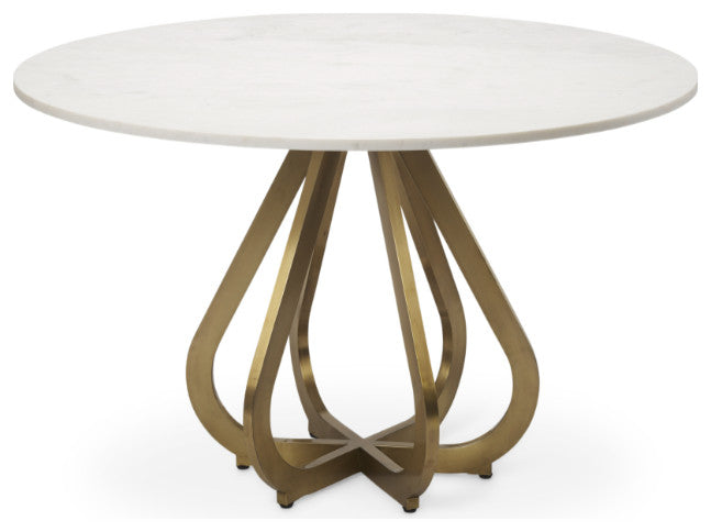 Mercana Laurent, Box A&B, Dining Table, White/Brass