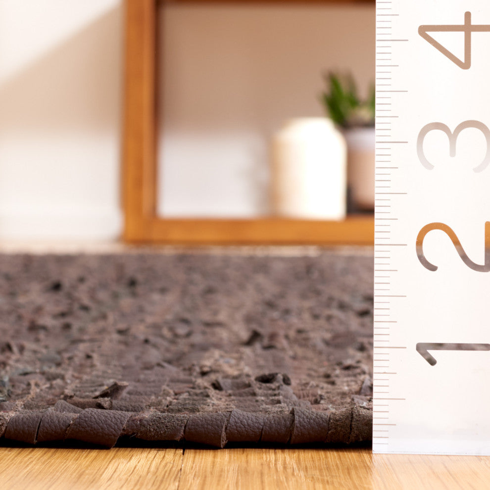 Safavieh Vintage Leather Collection, VTL310 Rug, Light Grey/Dark Brown, 2'3"x9'