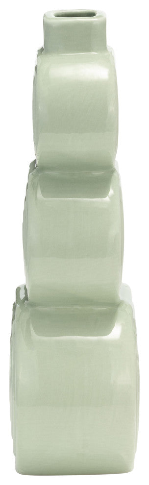 Ceramic 12" Stacked Circles Vase, Cucumber