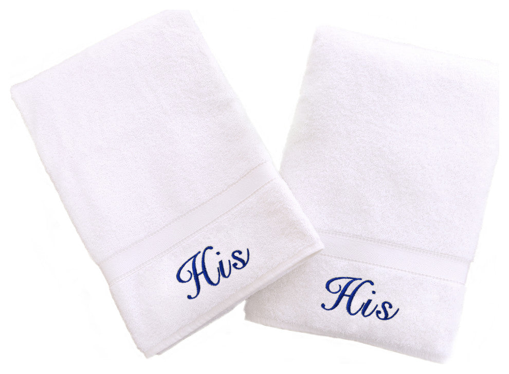 His and Hers Hand Towels, Set of 2, White