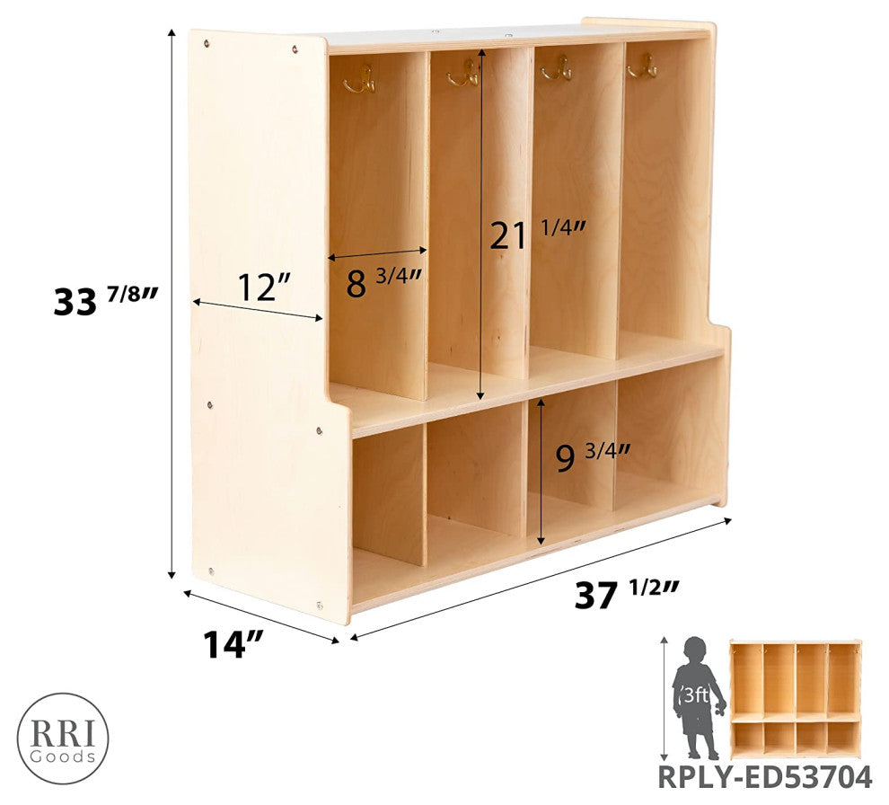 4 Section Locker and Bench Cubby Storage Organizer