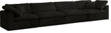 Cozy Velvet Upholstered Comfort 4-Piece Modular Sofa, Black