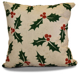 Allover Holly Pillow, Cream, 20"x20"