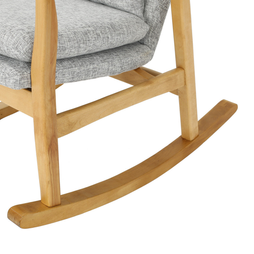 GDF Studio Balen Mid Century Modern Fabric Rocking Chair, Light Gray Tweed