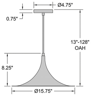Costa LED Pendant, Replaceable LED, Matte White, 15.75in