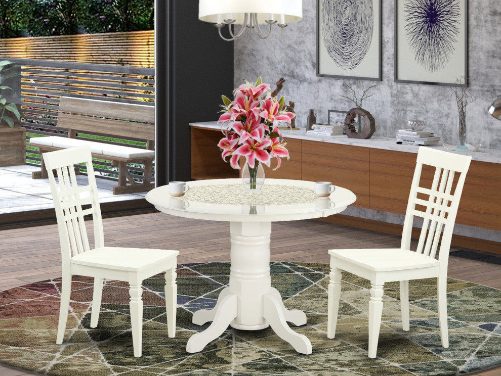 3 Pckitchen Table Set With A Dining Table And 2 Dining Chairs In Linen White