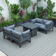 Chelsea 5-Piece Sectional Loveseat and Fire Pit Table Set, Blue