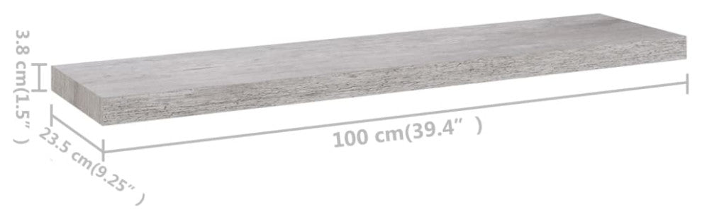 vidaXL Wall Shelf Floating Shelf Display Shelf Wall Mounted Concrete Gray