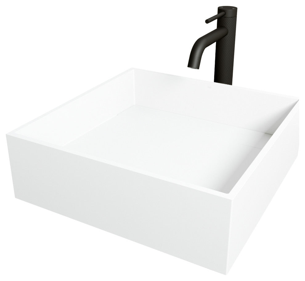 Montauk 15"L x 15"W MatteStone Vessel Sink and Lexington 10"H Faucet Set