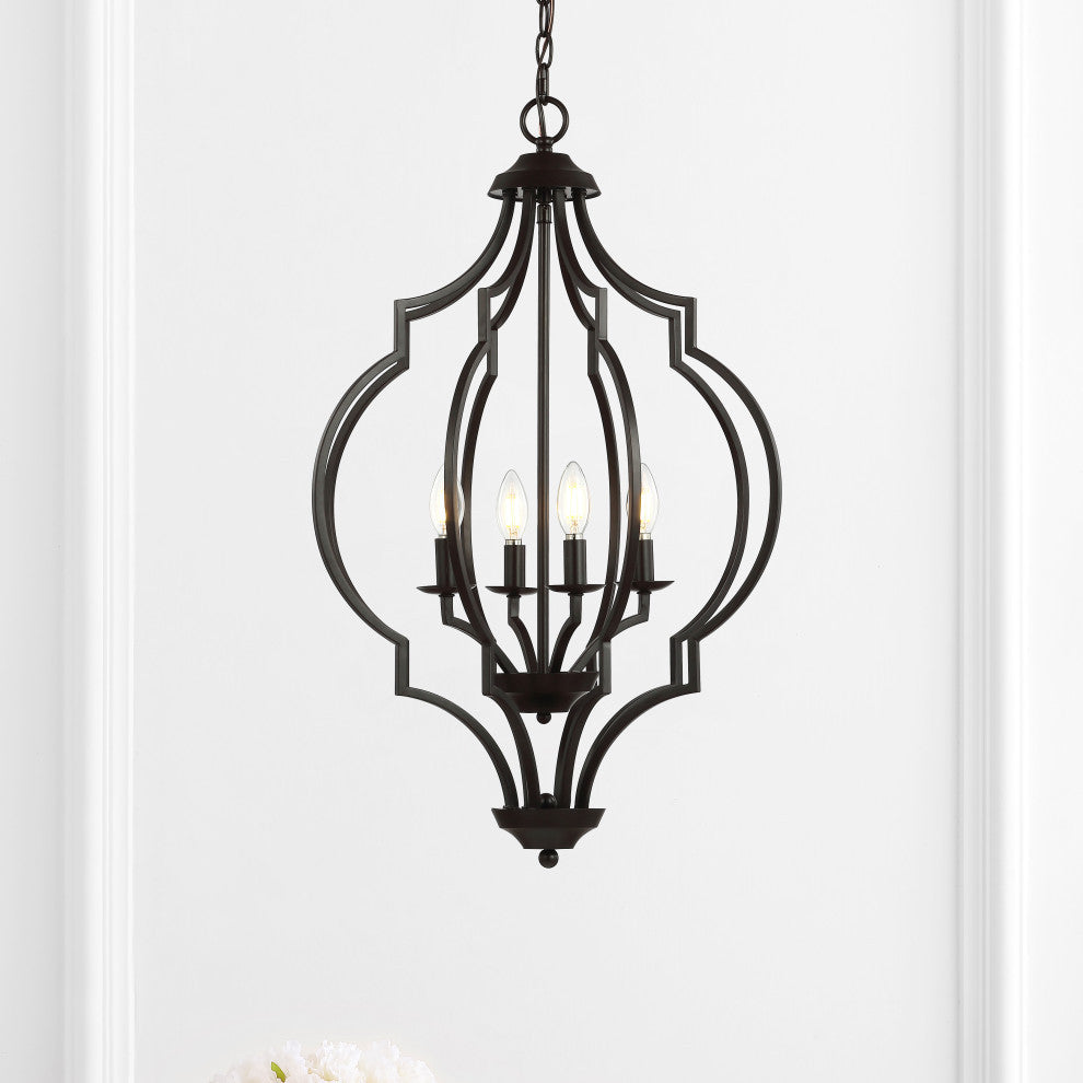 Selema 4-Light 19" Adjustable Ogee Lantern LED Pendant, Bronze by JONATHAN  Y