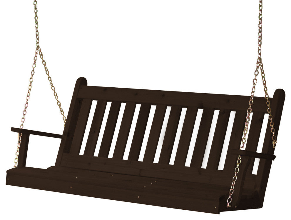 Cedar Traditional English Porch Swing, Walnut Stain, 5 Foot