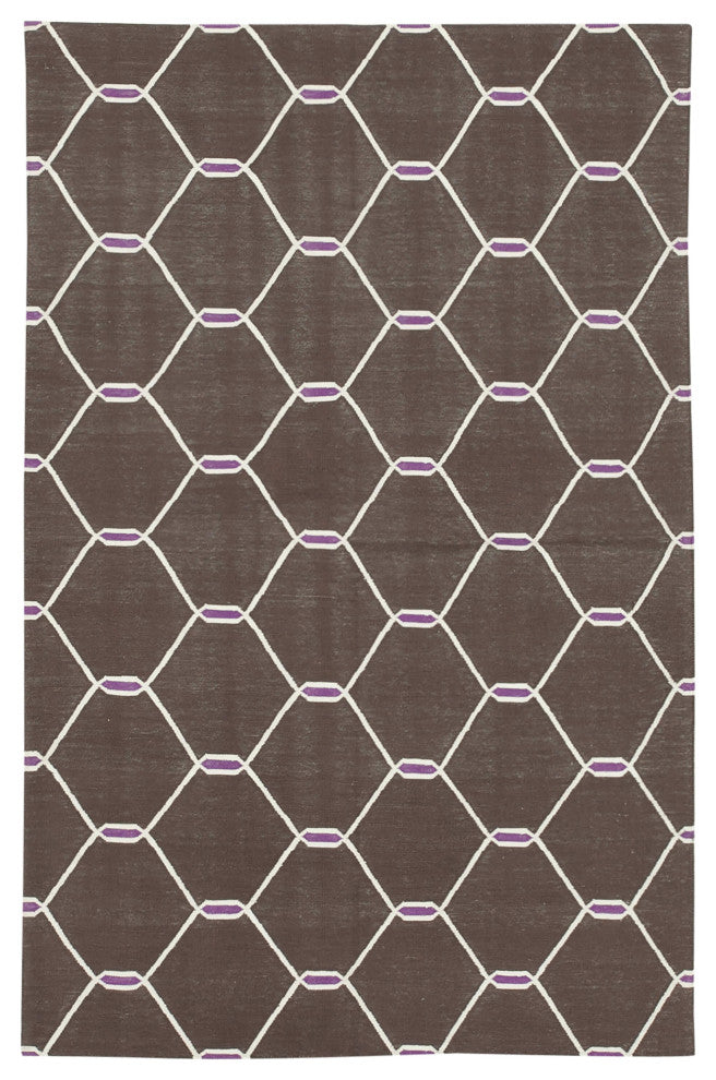 Rug N Carpet - Handmade Wool 3' 7'' x 5' 7'' Geometric Dhurrie Kilim Rug