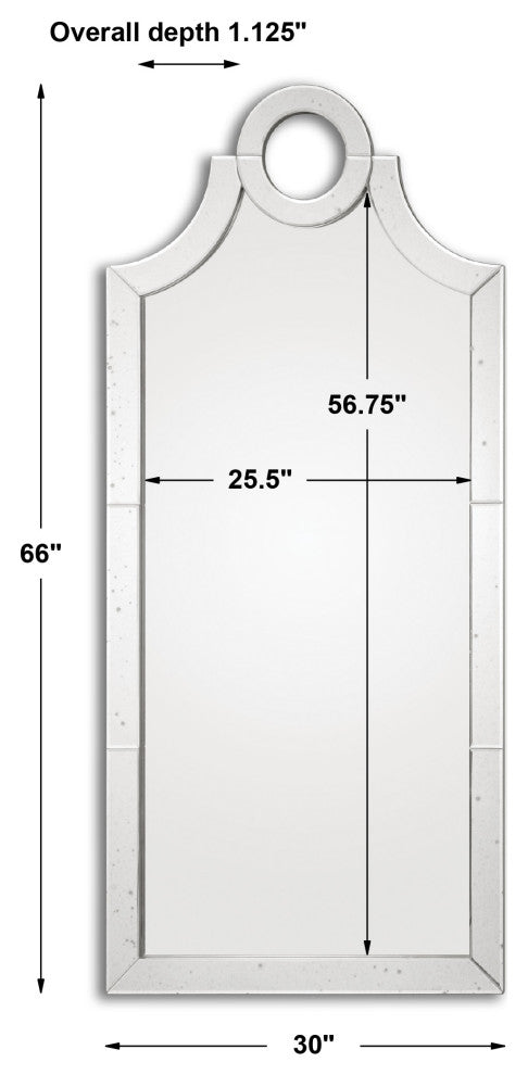 Uttermost Acacius Traditional MDF and Glass Arched Mirror in Silver