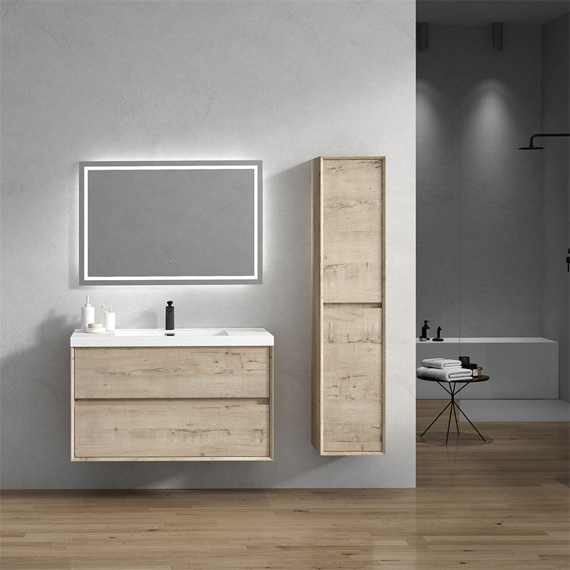 Ashley 42'' Floating Vanity, Acrylic Top, Light White Oak