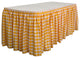LA Linen Gingham Checkered Table Skirt, White and Dark Yellow, 252"x29"