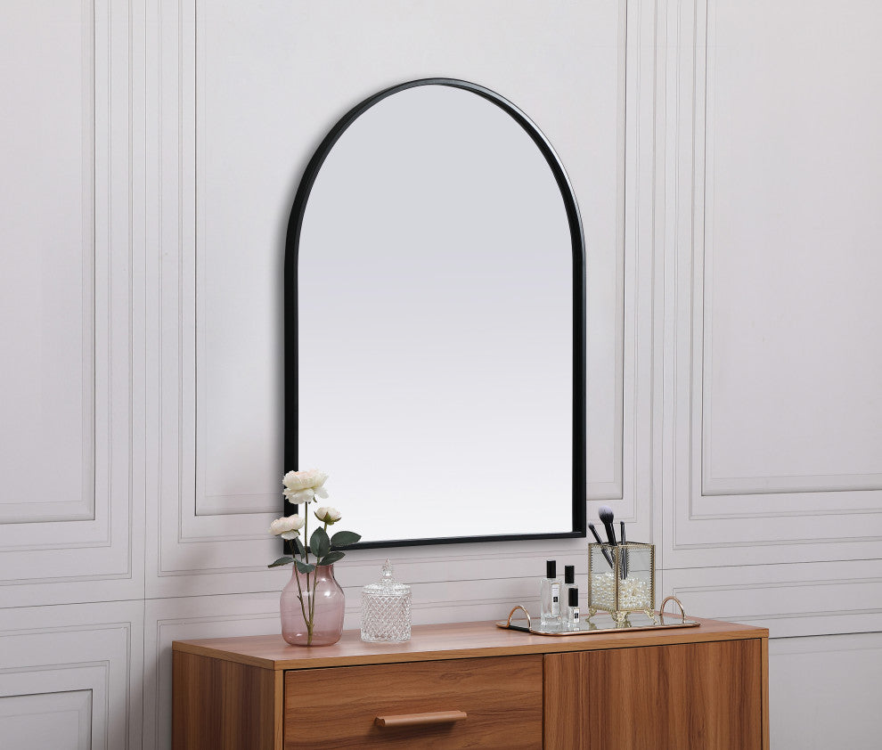 Metal Frame Arch Mirror 24X30 Inch, Black
