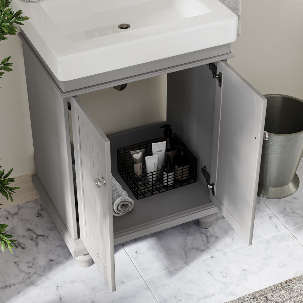 The Monroe Bathroom Vanity, Single Sink, 24", Gray, Freestanding