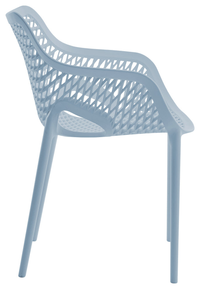 Mykonos Outdoor Patio Dining Chair (Set of 4), Sky Blue, With Arms