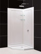36x36x76 3/4 Neo-Angle Shower Base, QWALL-4 Acrylic Corner Backwall Kit White