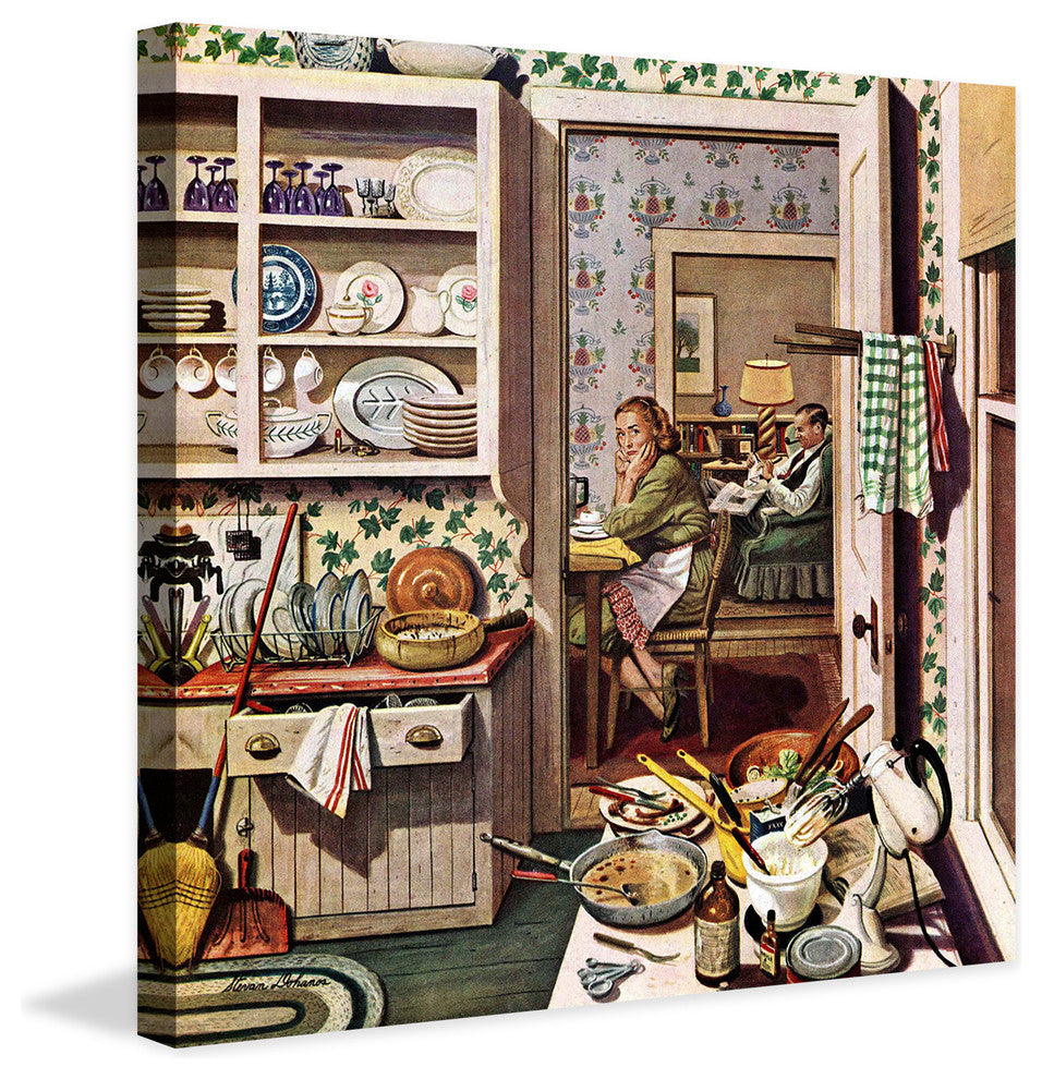 "After Dinner Dishes" Painting Print on Canvas by Stevan Dohanos