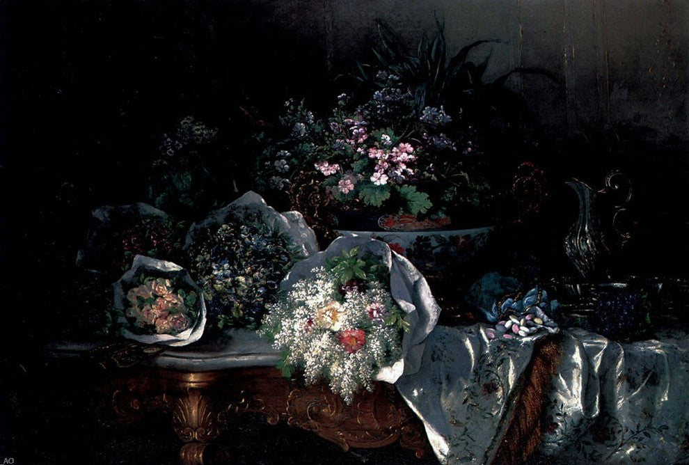 Eugene Claude Bouquets of Flowers an Imari Bowl Wall Decal