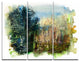 "Forest Motif Watercolor" Metal Wall Art, 3 Panels, 36"x28"