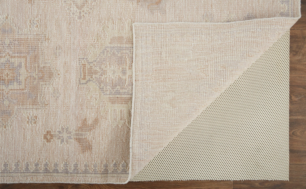 Weave & Wander Tierney Eco Friendly PET Oushak Rug, Ivory/Tan/Opal Gray, 5' X 8'