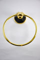 Towel Ring With Nero Marquina Marbel Accents, Polished Nickel