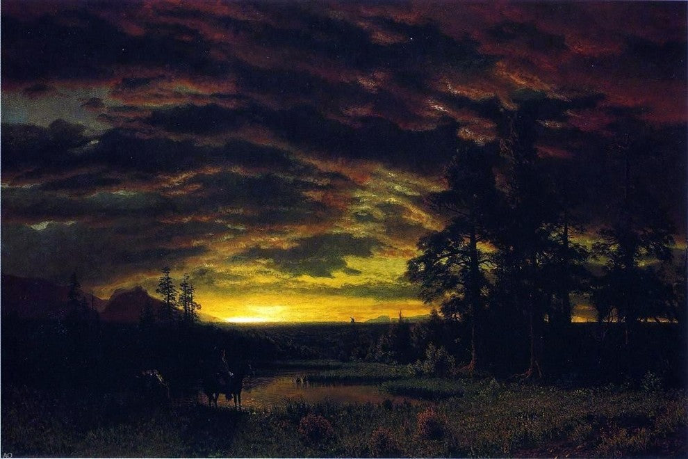Albert Bierstadt Evening on the Prarie, 18"x27" Wall Decal Print