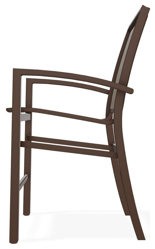 Kendall Sling Balcony Height Stackable Outdoor Stool, Bark/Kona
