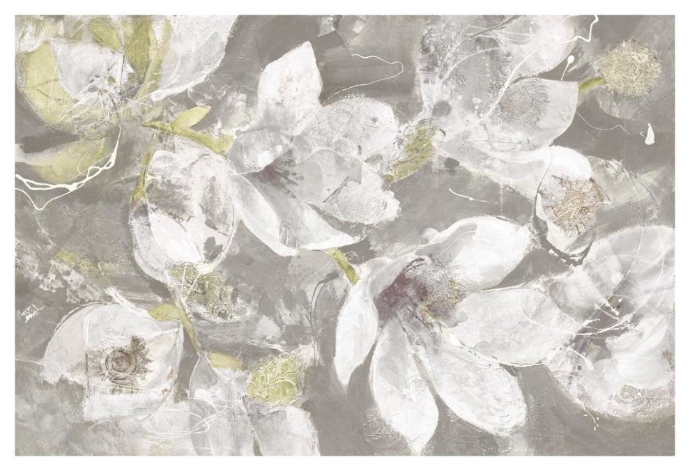 "Magnolias in Bloom Greige" Digital Paper Print by Albena Hristova, 62"x42"