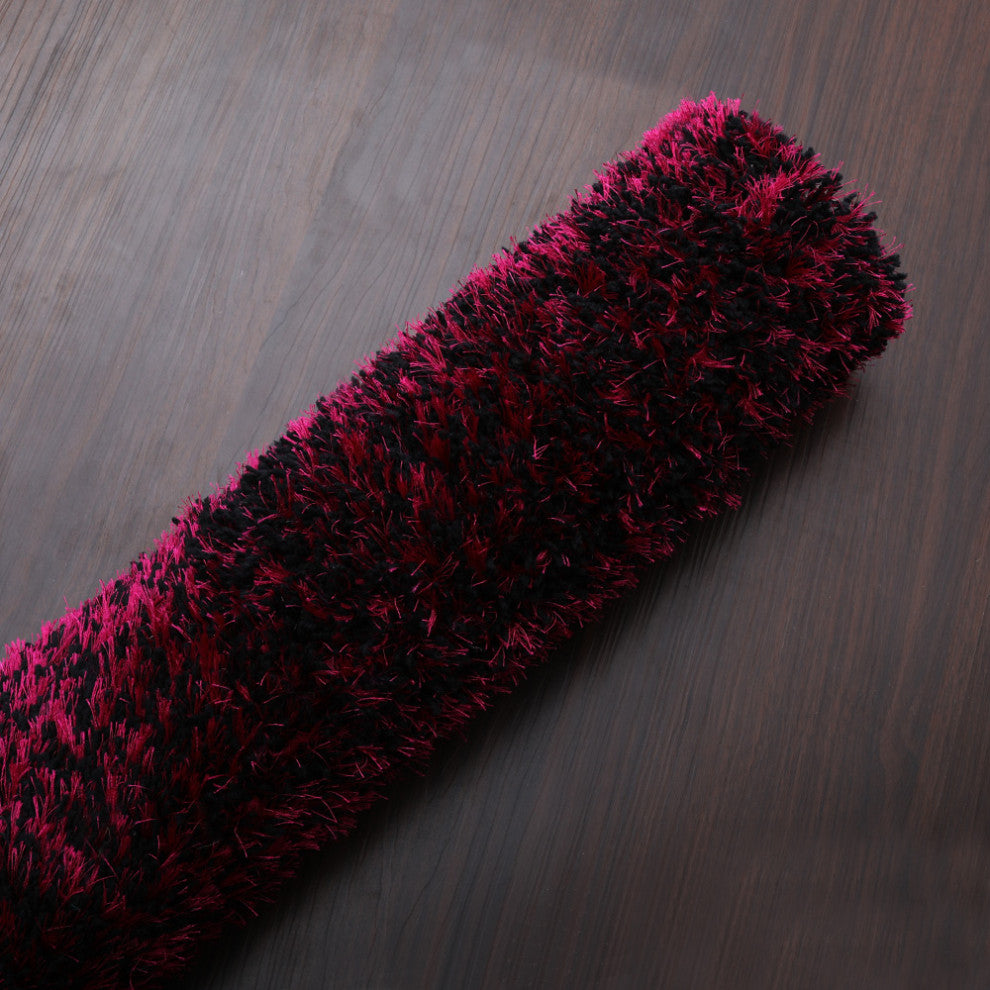 HAND TUFTED SHAG POLYESTER ECO-FRIENDLY AREA RUGS, Violet Black Color, Solid