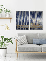 Blue Verticals Diptych, 60"x45"