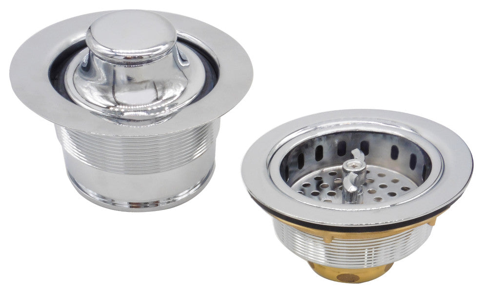 CO2175 3.5" Wing Nut Twist, Kitchen Sink Basket Strainer, Polished Chrome