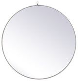 Home Living Metal Frame Round Mirror With Decorative Hook 39", silver