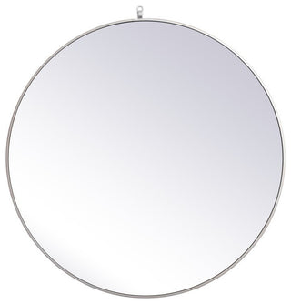 Home Living Metal Frame Round Mirror With Decorative Hook 39", silver