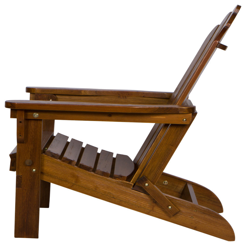 Shine Company 4659OA Marina II Adirondack Folding Chair Hydro-Tex Finish, Oak