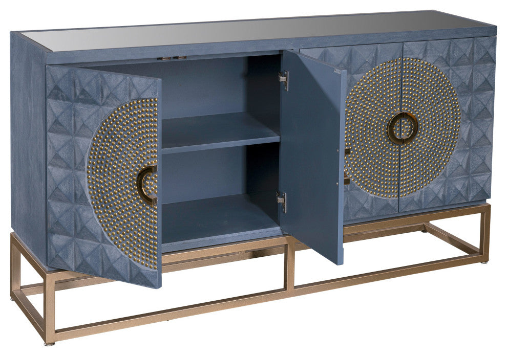 Zelda Studded Sideboard With Gold Legs