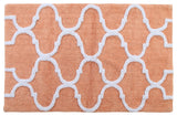 Cotton Dual Color Geometric Pattern Bath Rug, Coral/White, 34"x21"