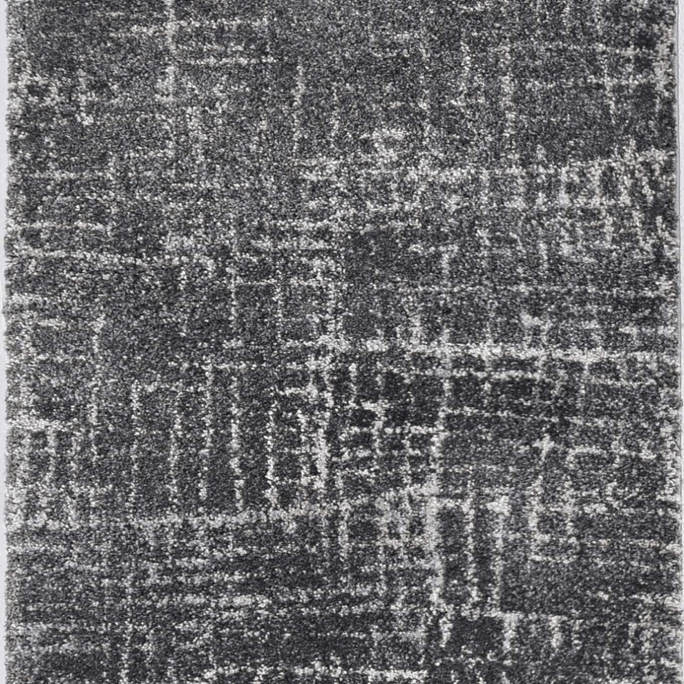 8'X10' Grey Machine Woven Abstract Scratch Indoor Area Rug