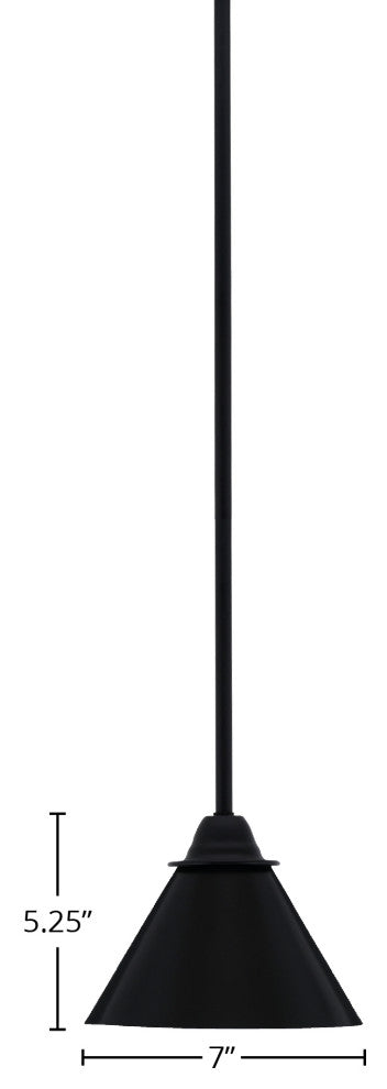 Paramount Mini Pendant, Matte Black, 7" Matte Black Metal Shade