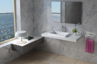 ADM Rectangular Wall Mounted Sink, White, 39", Matte White