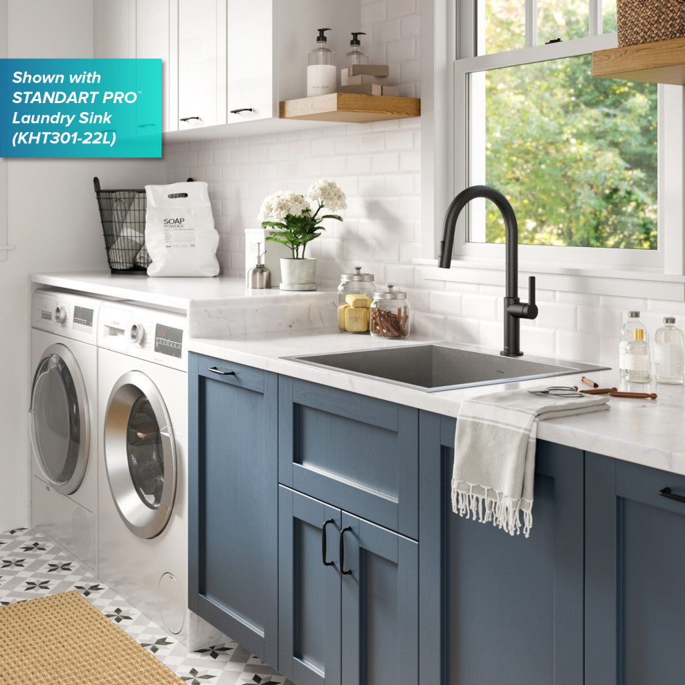 Oletto Pull-Down 1-Hole Kitchen Faucet, Matte Black, Model Kpf-2820mb