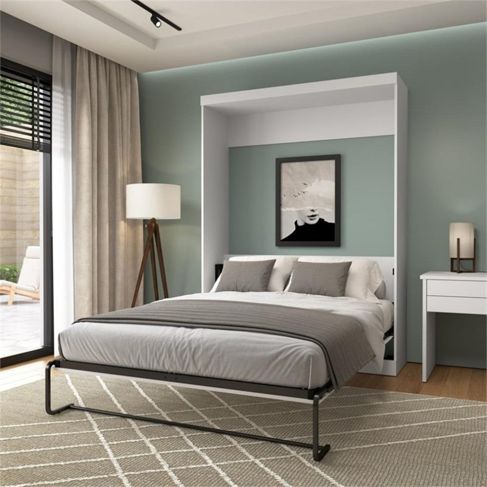 Bestar Nebula 65WTransitional Engineered Wood Queen Wall Bed in White
