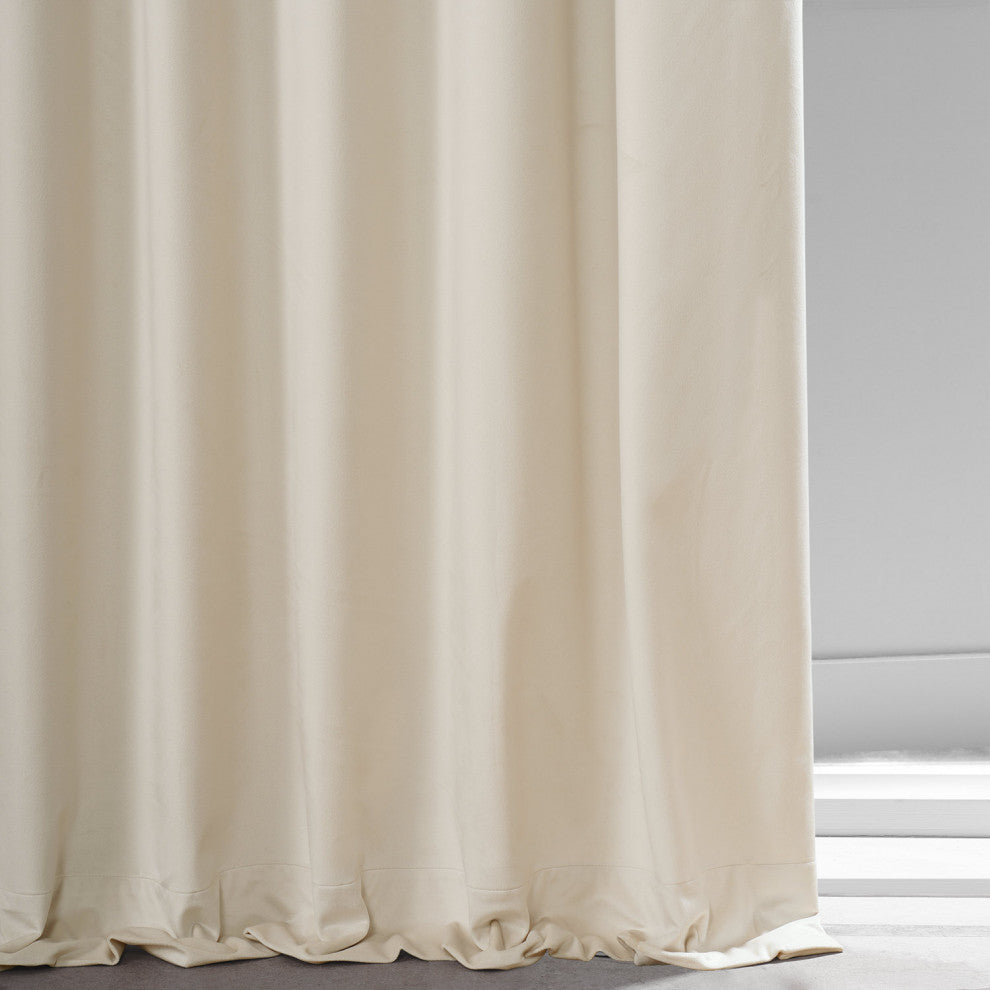 Signature Plush Velvet Blackout Curtain Single Panel, Diva Cream, 50"w X 108"l