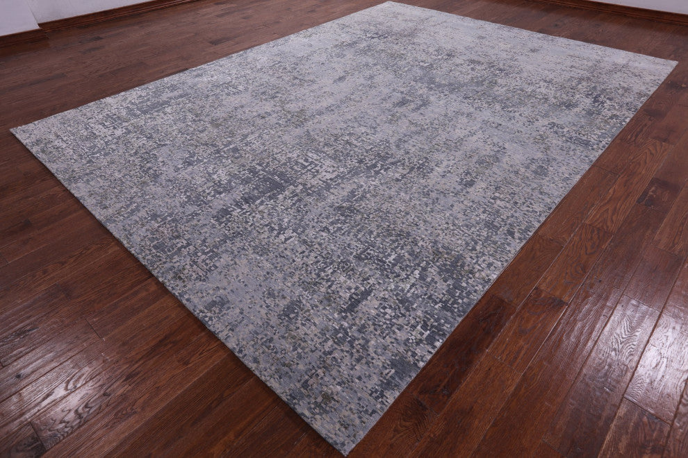 Wool and Silk Modern Handmade Rug 8' 11" X 12' 4" Q8647