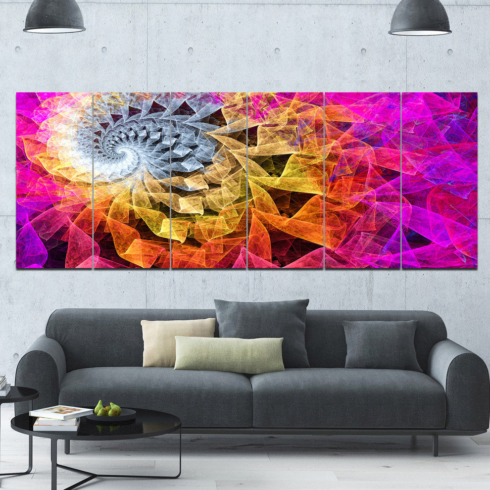Colorful Spiral Kaleidoscope, Abstract Wall Art Canvas, 70"x28", 6 Panels